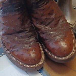 Justin Boots Rich Brown Ostrich Leather Boots